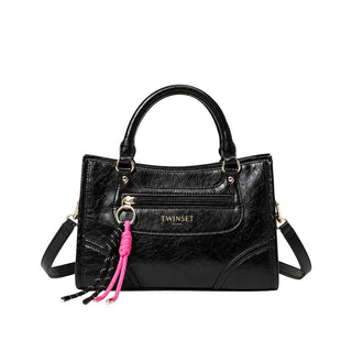 TWINSET Borsa Nera A Bombetta Con Ciondoli 262GJ8010 Per Bambina