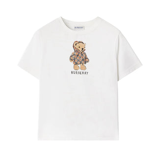 Burberry T-shirt Bianca A Maniche Corte Con Orsetto 8117538