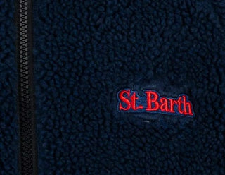 Mc2 Saint Barth Giacca Teddy blu con logo KEY0004-00838C