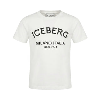 Iceberg T-shirt Bianca A Maniche Corte Per Bambini TSICE6127B-V2