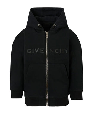 Givenchy Felpa nera con zip e cappuccio H30939