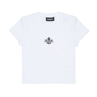Dsquared2 T-shirt Bianca A Costine Con Logo DQ3160-D0AGG-DQ100
