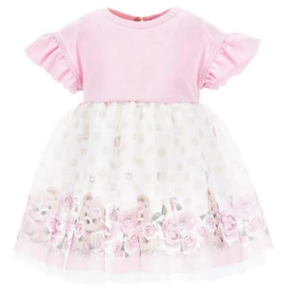 Monnalisa Short Sleeve Dress 31A906 With Flowers For Newborns