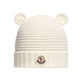 Moncler Cappello Panna In Lana Con Orecchie L29513B00005-040 Per Neonati
