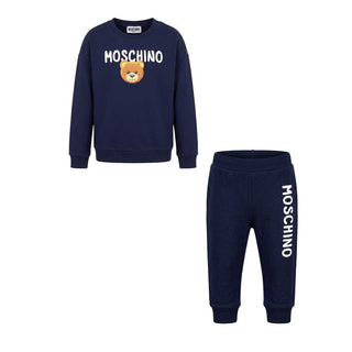 Moschino Tuta In Felpa Blu Con Stampa MMK039 Per Neonato