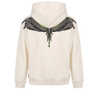 Marcelo Burlon Felpa Avorio Con Cappuccio E Stampa F6CMJBHS040-412 Per Bambini