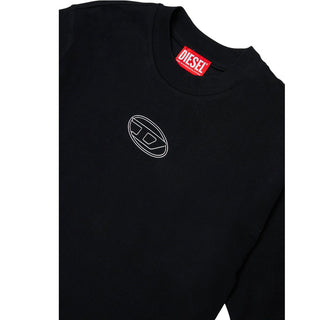 Diesel T-shirt Cropped Nera Con Logo J02918-00YI9-K900 Per Bambina