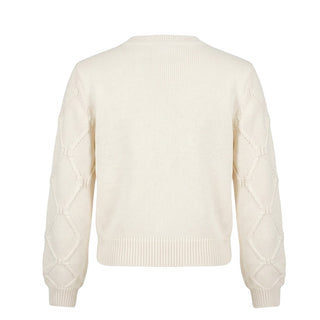 Elisabetta Franchi Cardigan Avorio In Misto Lana Per Bambina EFMA175.C
