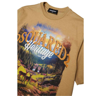 Dsquared2 T-shirt Beige In Jersey Con Stampa DQ3419-D0AIQ-DQ776 Per Bambino