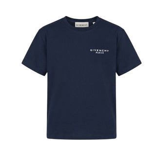 Givenchy T-shirt Blu A Maniche Corte Con Stampa H31280/853 Per Bambini