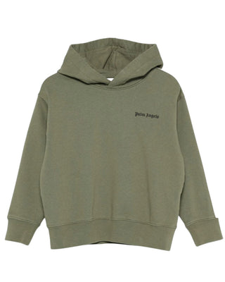 Palm Angels Felpa verde con cappuccio e logo PBBB012F25FLE0085610