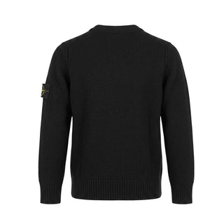 Stone Island Maglia Girocollo Nera In Misto Lana Per Bambino 7116506A1