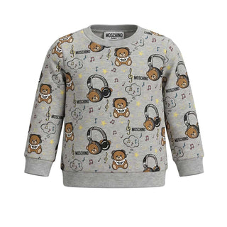 Moschino Felpa Girocollo Grigia In Cotone MTF02P Per Neonato